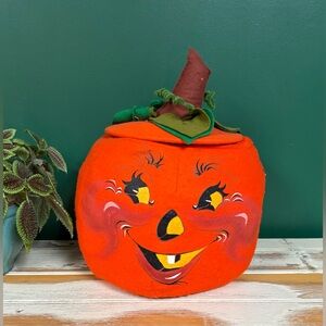 Vintage Rare Annalee 1994 Pumpkin Candy Holder